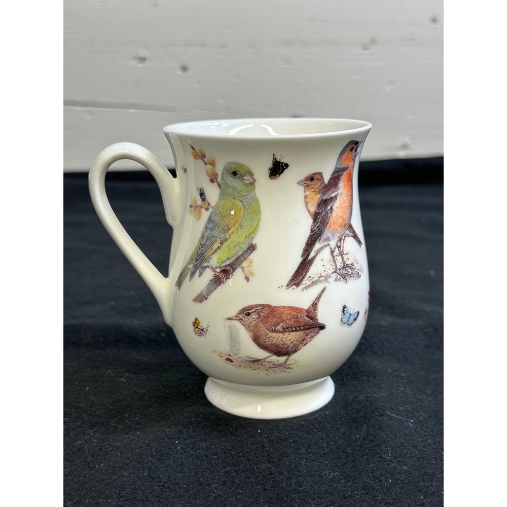 Roy Kirkham Garden Birds Fine Bone China Mug 2004 England Robin Blue Tit 10oz